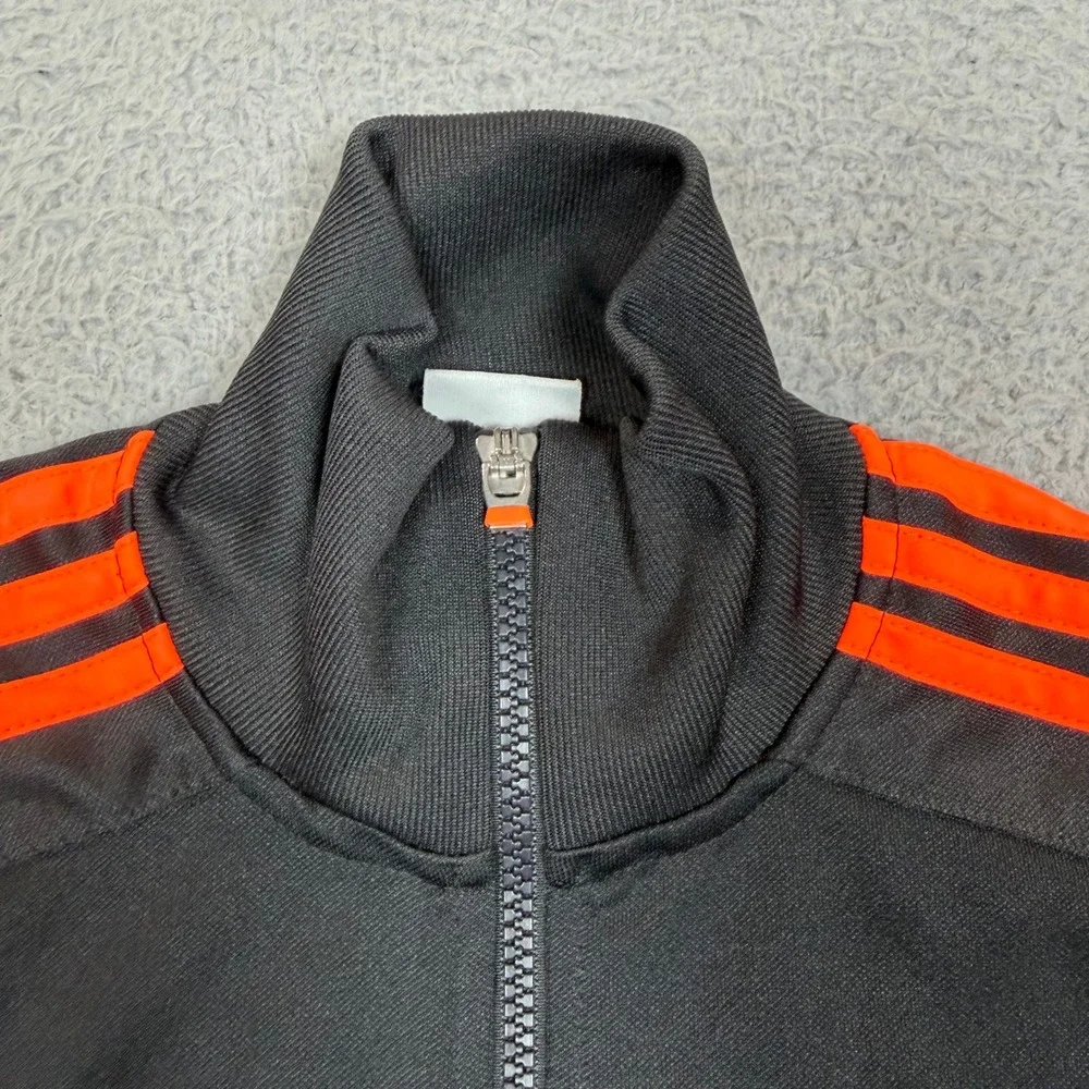VTG Adidas Climalite Predator Men Black Orange 3-Stripe Full Zip Track Jacket M